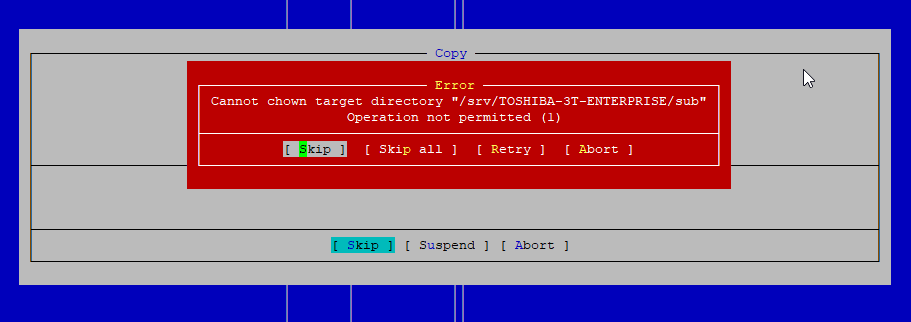 mc-chown-copy-error exfat-ext4-linux
