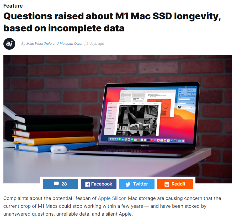 Questions raised about M1 Mac SSD longevity, based on incomplete data _ AppleIns